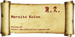 Mersits Kolos névjegykártya